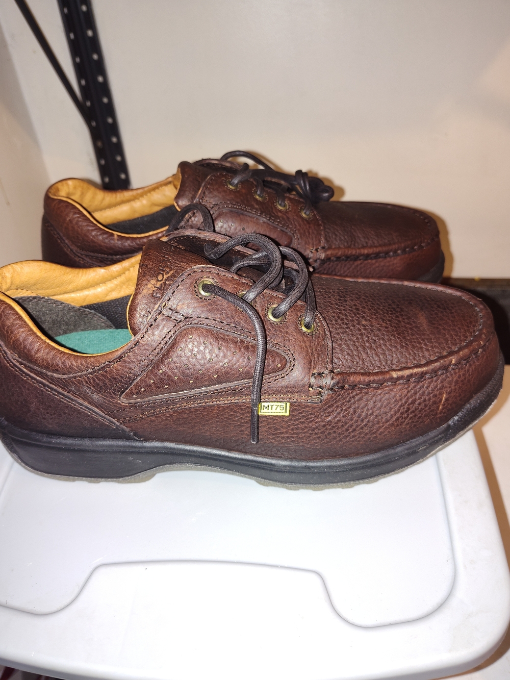 Florsheim Steel Toe Slip Resistant  Men's Brown Leather Lace-Up Derby Shoes